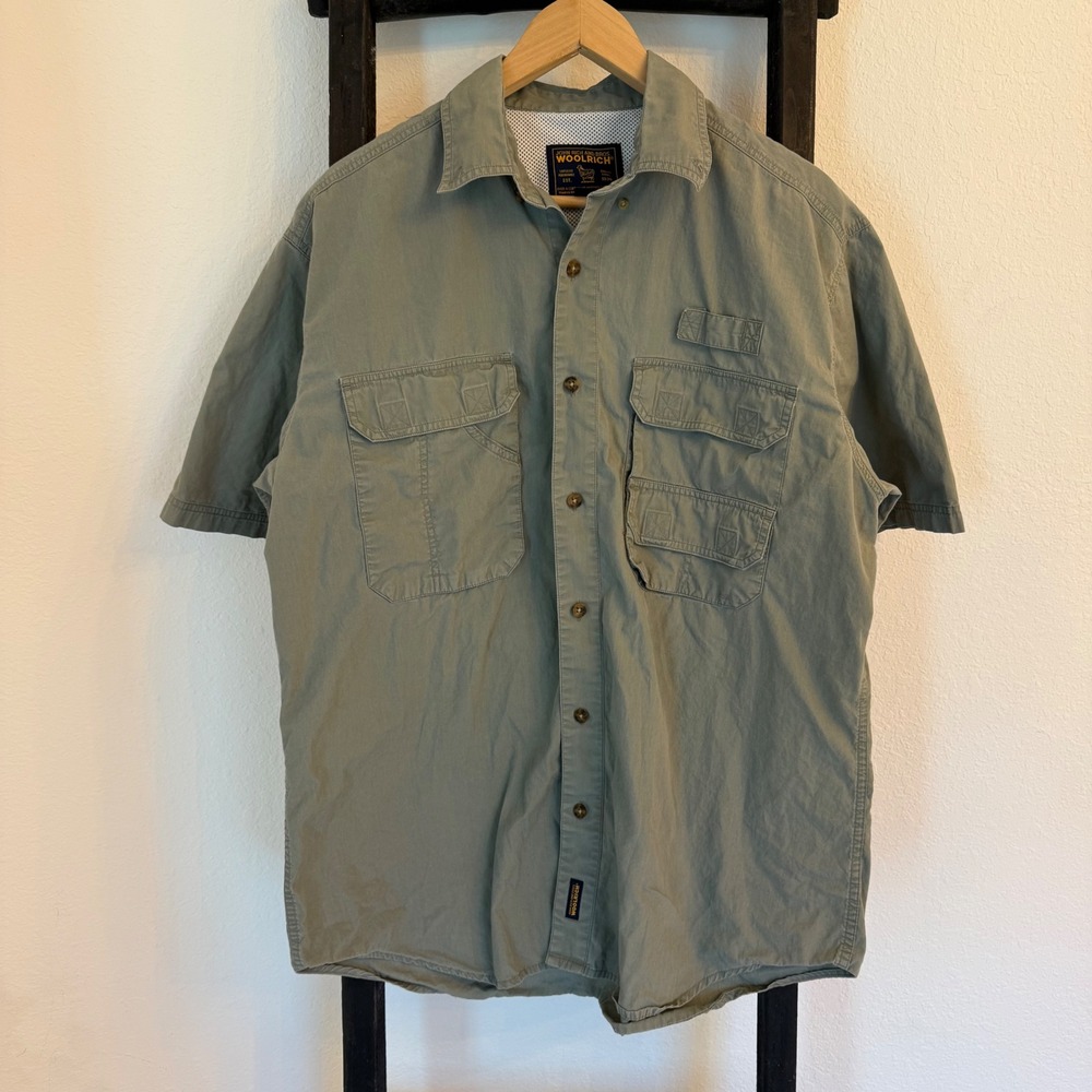 Woolrich Mens Green Short Sleeve Cargo Pocket Outdoor Shirt